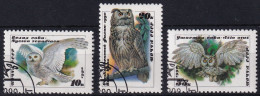 MiNr. 6063 - 6065 Sowjetunion 1990, 8. Febr. Eulen - Vögel - Hiboux & Chouettes