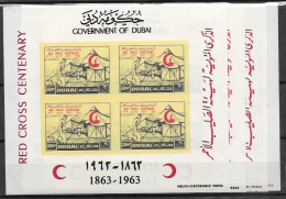 Dubai Imperf Sheet Set Mint Low Hinge Trace On Border* 1963 60 Euros Red Cross Crescent - Dubai