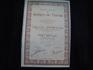 Part Sociale" Ateliers Du Thiriau " Bois D'Haine Excellent état,reste Des Coupons.Manage Hainaut. - Industrie