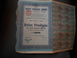 Action Privilégiée " Sté Française Lemoine " Sondages,fonçages Et Ateliers.Paris 1926 - Industrie