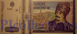 ROMANIA 5000 LEI 1993 PICK 104a UNC LOW & GOOD SERIAL NUMBER "000900" - Rumänien