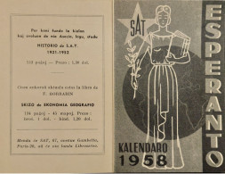 1958 Esperanto Calendar Drawing, Ppc  I- VF 555 - Esperanto