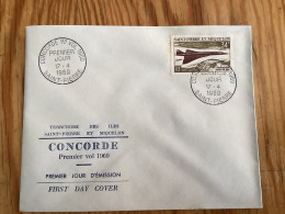 Enveloppe 1er Jour Concorde 1969 Saint Pierre Et Miquelon - Oblitérés