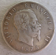 5 Lire 1875 M Milan, Vittorio Emanuele II , En Argent - 1861-1878 : Víctor Emmanuel II