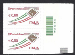 Italia 2014; Posta Italiana Da € 0,80 Bordo Lungo: Coppia A Barre. - Barcodes