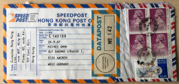 Iran 1987: Brief  | Speed-Post, Datapost, Frankatur | Tsim Sha Tsu, Aachen - Iran