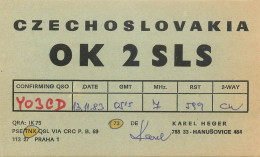 QSL Card Czechoslovakia Radio Amateur Station OK2SLS Y03CD Karel Heger - Radio Amatoriale