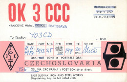 QSL Card Czechoslovakia Radio Amateur Station OK3CCC Y03CD 1984 - Amateurfunk