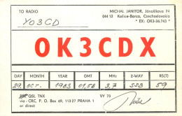 QSL Card Czechoslovakia Radio Amateur Station OK3CDX Y03CD 1983 Michal Janitor - Radio Amatoriale