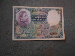 Ancien Billet De Banque Espagne  50 Pesetas  1931 - 50 Pesetas