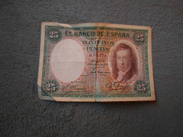Ancien Billet De Banque Espagne  25 Pesetas  1931 - 25 Peseten
