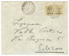 4 Nov. 1943 - Cover From MESSINA To Palermo Fr. Pair Of ITALY / 25 Cent. Back CENSURA - Ocu. Anglo-Americana: Sicilia