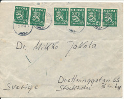 Finland Cover Sent Air Mail To Sweden 2-8-1949 LION Type Stamps - Covers & Documents