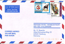 Ethiopia Air Mail Cover Sent To Germany BIRD Stamps - Etiopia