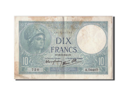 Billet, France, 10 Francs, 10 F 1916-1942 ''Minerve'', 1940, 1940-09-26, TB+ - 10 F 1916-1942 ''Minerve''