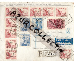 L REC PAR AVION  DE ALORA ESPAGNE .POUR GRASSE.1941. SUPER AFFRANCHISSEMENT - Other & Unclassified