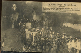 Carte 112 BASOKO La Foule Attend Le Ministre   Circulée Vers Belgique Avec Tp De Complément - Enteros Postales