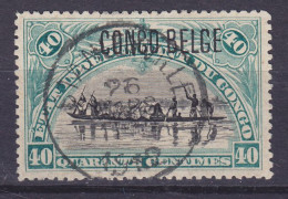 Belgian Congo 1909 Mi. 5 III, 40c. Kanufahrer Surchargé Overprint 'CONGO BELGE' Deluxe STANLEYVILLE 1912 Cancel - Usati