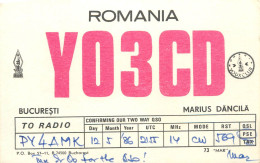 QSL Card ROMANIA Radio Amateur Station YO3CD 1986 Mar - Radio Amatoriale