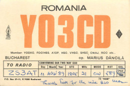 QSL Card ROMANIA Radio Amateur Station YO3CD 1989 Mar - Amateurfunk