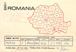 QSL Card ROMANIA Radio Amateur Station YO6BLU 1983 Geo - Radio Amatoriale