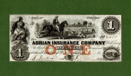 USA Note MICHIGAN $1 Adrian Insurance Company 1800's SLAVES In The Plantation N.10457 - Sonstige & Ohne Zuordnung