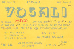 QSL Card ROMANIA Radio Amateur Station YO5ALI 1986 Nicu - Radio Amatoriale