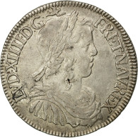 France, Louis XIV, 1/2 Écu à La Mèche Longue, 1651, Perpignan, Argent, TTB - 1643-1715 Ludwig XIV.