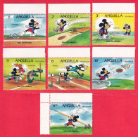 ANGUILLA STAMPS 1984, SET OF 7, SPORTS, MICKEY MOUSE CARTOON, MNH - Anguilla (1968-...)