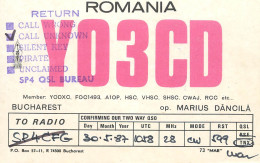 QSL Card ROMANIA Radio Amateur Station YO3CD Marius Danci;a - Radio Amateur