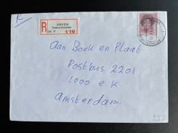 NETHERLANDS 1984 REGISTERED LETTER ARNHEM VROOM EN DREESMANN TO AMSTERDAM 17-10-1984 NEDERLAND AANGETEKEND - Covers & Documents