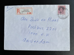 NETHERLANDS 1984 REGISTERED LETTER ARNHEM VROOM EN DREESMANN TO AMSTERDAM 17-10-1984 NEDERLAND AANGETEKEND - Briefe U. Dokumente