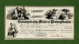 USA Check CIVIL WAR ERA Treasurer Of The State Of Pennsylvania Harrisburg 1864 - Confederate (1861-1864)