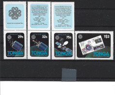 1983 TONGA 541-44 ** Satellite, Timbre Sur Timbre, Espace + Vignettes - Tonga (1970-...)