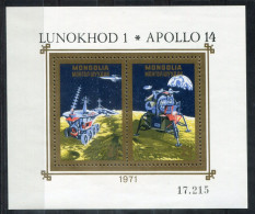 MONGOLEI Block 25, Bl.25 Mnh - Weltraum, Space, Espace, Lunochod 1, Apollo 14 - MONGOLIA / MONGOLIE - Mongolei