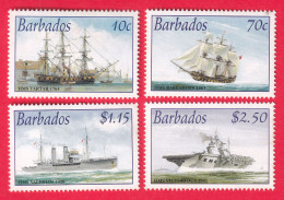 BARBADOS STAMPS, SET OF 4, SHIPS, MNH - Barbades (1966-...)