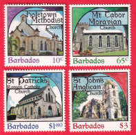 BARBADOS STAMPS, SET OF 4, CHURCHES, MNH - Barbades (1966-...)
