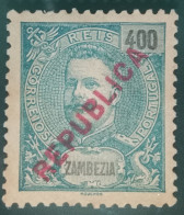 1917 - D.CARLOS I, COM SOBRECARGA  "REPUBLICA" LOCAL - CE100(53) - Zambeze