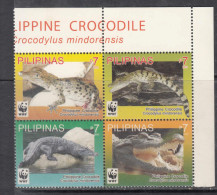 2011 Philippines WWF Crocodiles Complete Block Of 4 MNH - Philippines