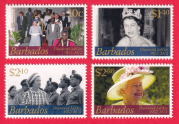 BARBADOS STAMPS 2012, SET OF 4, QUEEN ELIZABETH II, MNH - Barbados (1966-...)