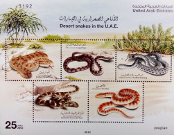 United Arab Emirates 2012, Snakes, MNH Unusual S/S - Emirati Arabi Uniti
