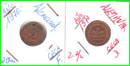 ALEMANIA – GERMANY - ( REPUBLICA FEDERAL ) 2 MONEDAS DE 2.- PFENNING . AÑO 1970  CECAS - D-F.. - 2 Pfennig