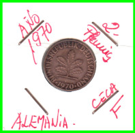 ALEMANIA – GERMANY - ( REPUBLICA FEDERAL ) MONEDA DE 2.- PFENNING . AÑO 1970  CECAS - F.. - 2 Pfennig