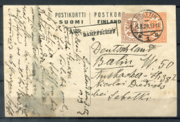 FINNLAND GA Mit Ra2 "Aus DAMPFSCHIFF"und Tagesstempel Stettin, Schiffspost, Paquebot, Navire, Ship Letter - FINLAND - Briefe U. Dokumente