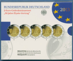 Deutschland 2 Euro 2013 Élysée-Vertrag Originalsatz Polierte Platte PP (m2491) - Germany