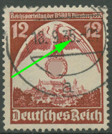 Deutsches Reich 1935 Reichsparteitag Mit Plattenfehler 587 X I Gestempelt - Variedades & Curiosidades