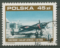 Polen 1988 Flugzugwerke PZL Bombenflugzeug 3158 Gestempelt - Oblitérés