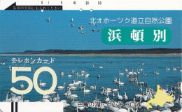 Japan Tamura 50u Old Private 110 - 9258 Birds Swan Lake - Bars On Front - Giappone