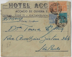 Brazil 1941 Accacio Hotel Express Cover From Catanduvas To São Paulo Railway Cancel Rio Preto X Araraquara 1,600 Réis - Storia Postale