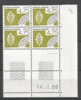 FRANCE ANNEE 1988 PREOBL. N°201 BLOC DE 4 EX NEUFS** MNH COIN DATE TB COTE 15,00 € - Voorafgestempeld